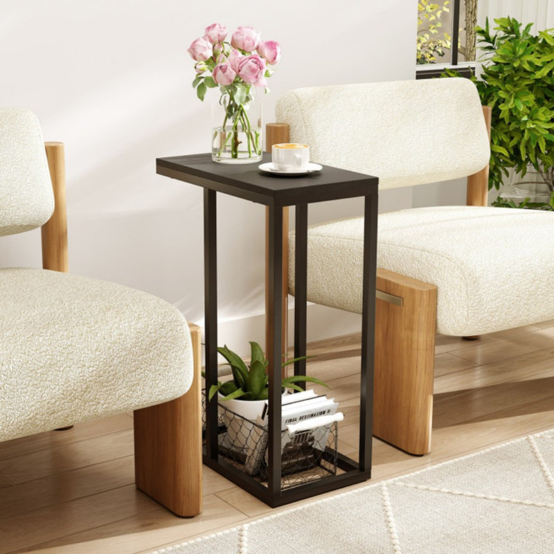 Table d'appoint en forme de C avec tablette pour tablette de café