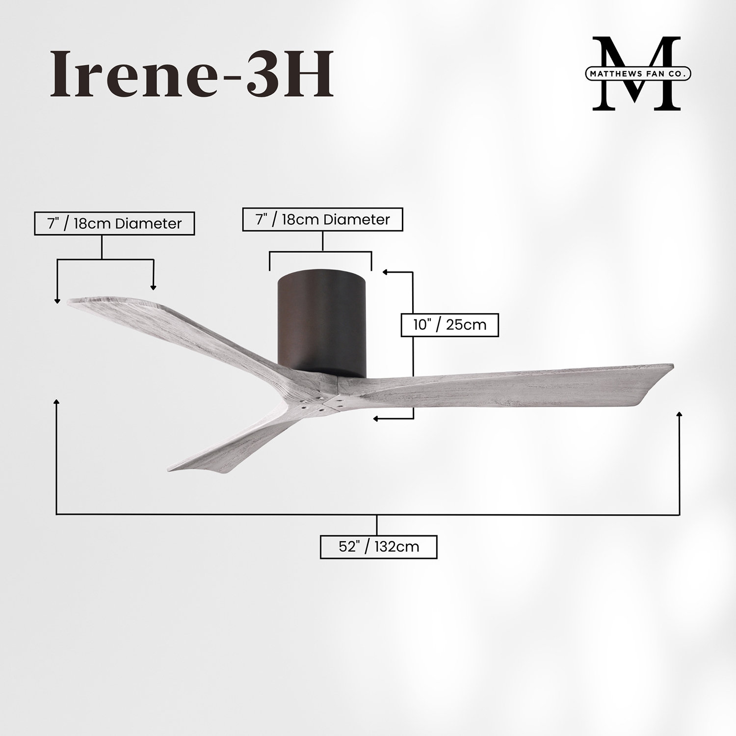 Olivier 3 Blade Ceiling Fan, Textured Bronze, Barn Wood Tone, 52"