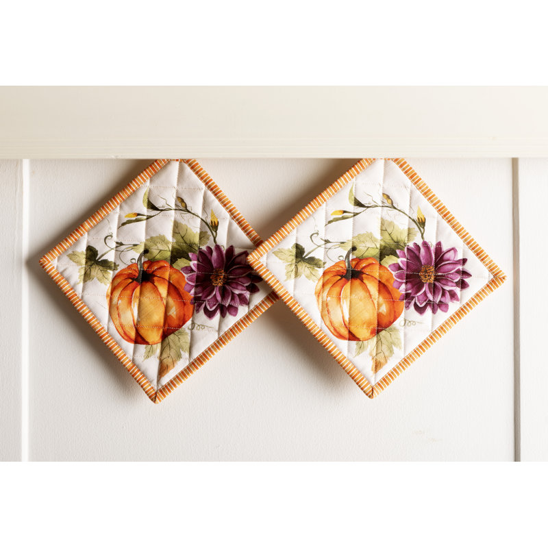 Ensemble de 2 poignées 8 po x 8 po Hermine Pumpkin Garden