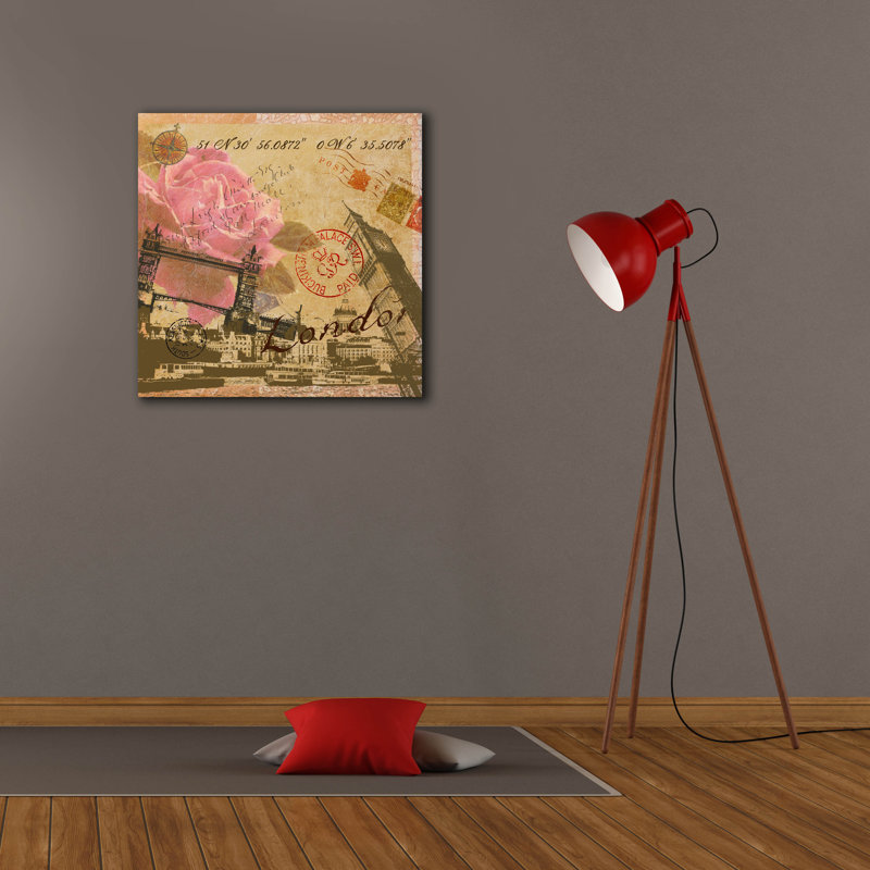 Latitude et latitude, voyage à Londres, par Art Licensing Studio, art mural sur toile, 26 po x 26 po