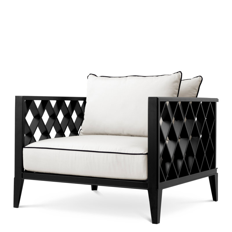 Ocean Club Outdoor Lounge Chair, Matte Black Frame/White Cushion