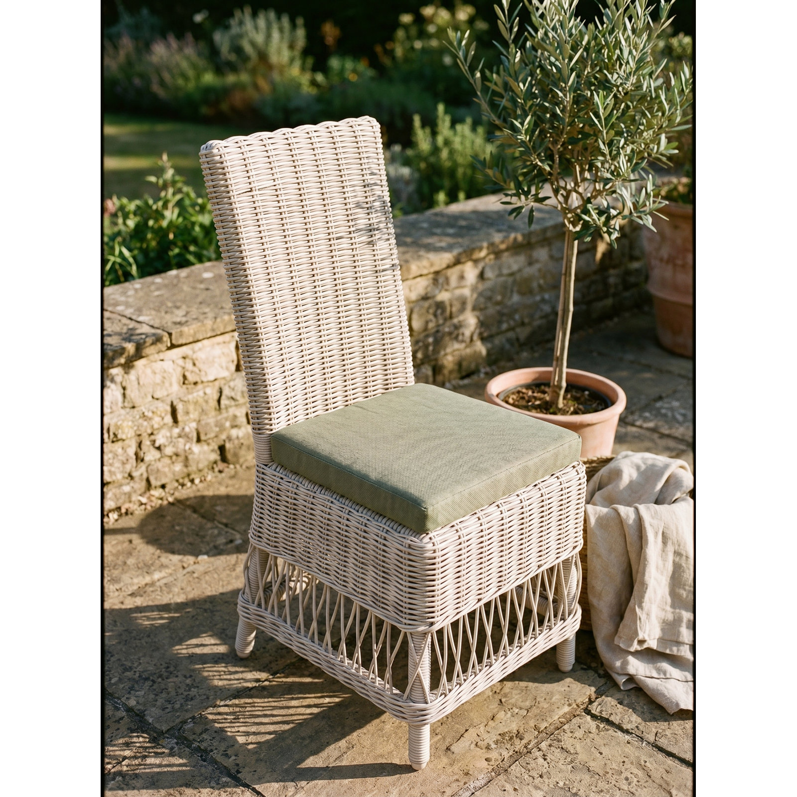 Margot Pebble Outdoor Patio Dining Chairs, Canvas Oasis, White