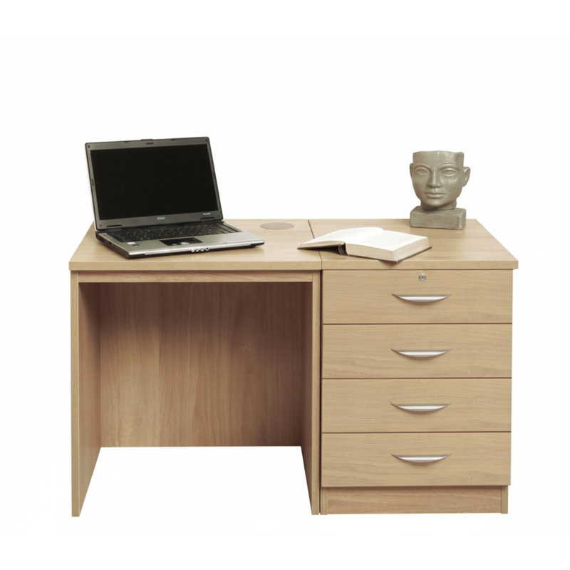 Walshaw Solid Wood Base Writing Desk, Classic Oak