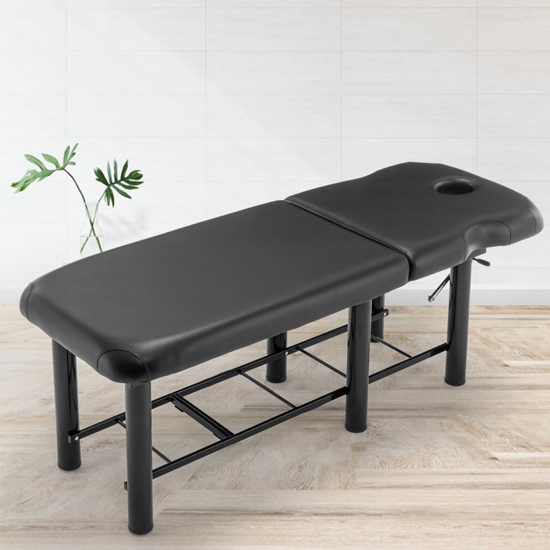 Table de massage professionnelle avec couche en mousse à mémoire de forme et tablette de rangement, lit de salon en mousse à mémoire de forme