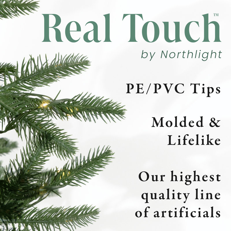 Real Touch Pre-Lit Cumberland Pine Artificial Christmas Tree - Warm White LED, 6.5'