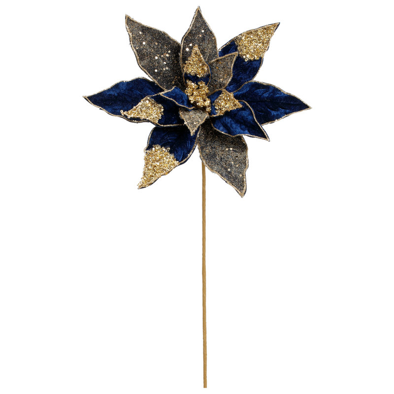 Glitter Poinsettia Spray, 20 Inches