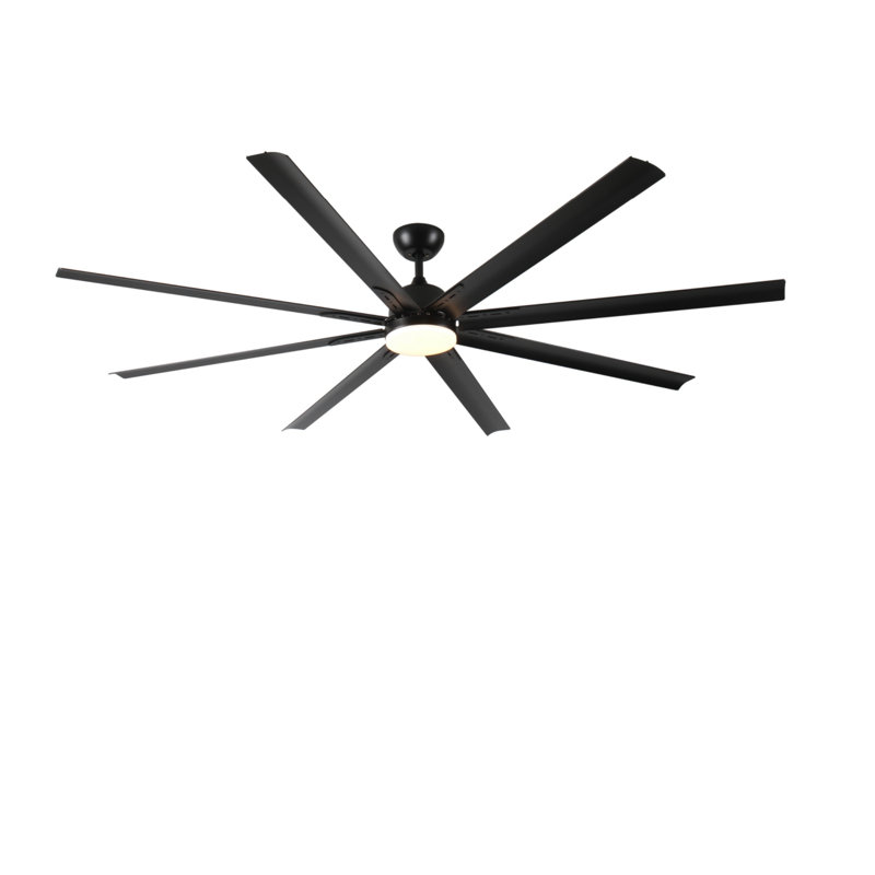 Grand ventilateur de plafond à 8 pales avec lumière et télécommande, 84 po de largeur