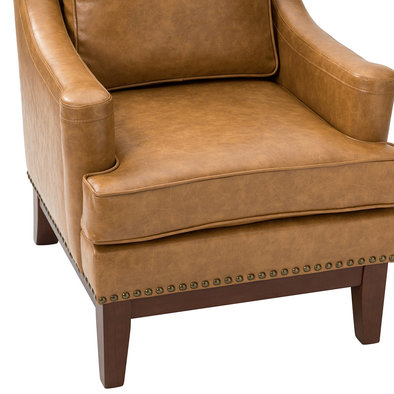 Fauteuil Annese, Similicuir brun clair