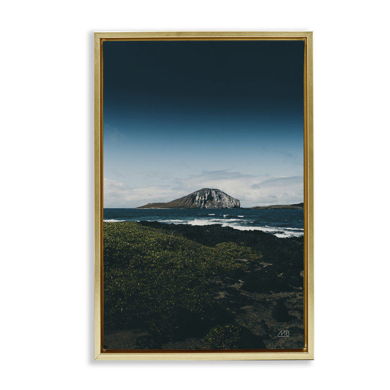 Toile flottante Hawaiian Rocky Shore par Max Blakesberg Studios, H 25 po x l 17 po, Cadre flottant métallique doré