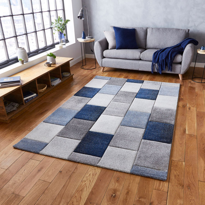 Bahnu area rug Machine Woven Rectangle Grey/Blue