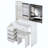 Middle Size Left Bedside Cabinet Vanity Table + Cushioned Stool Dresser Set, 2 AC+2 USB Socket, Hair Dryer Stand, Large Touch Control LED Sliding Mirror, 3-Color Switch, EPA, GCC, UL Certificate-1037069621