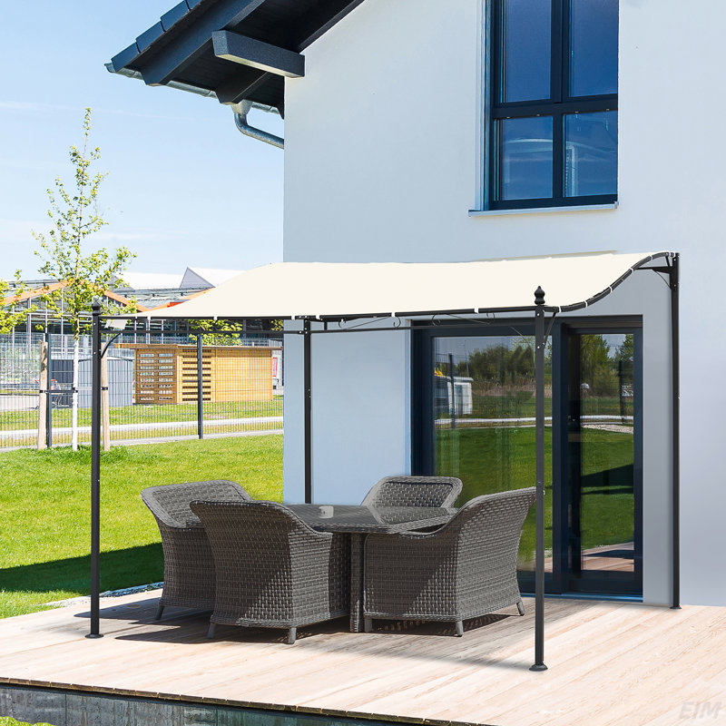 10' X 10' Steel Outdoor Pergola Gazebo, Patio Canopy With Weather-Resistant Fabric And Drainage Holes For Backyard Pool Deck Garden (Canopy)
