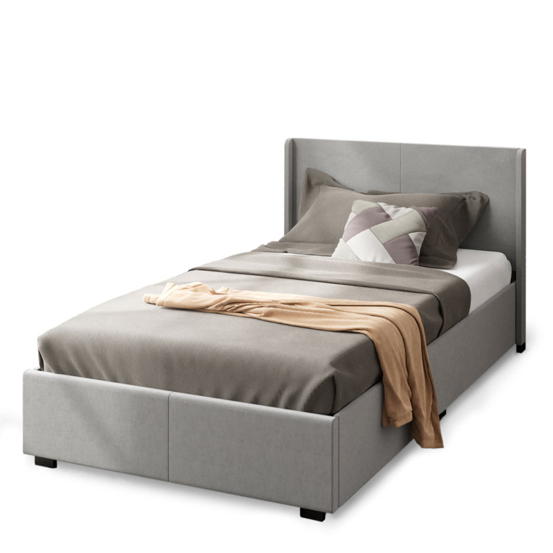 Estella Upholstered Ottoman Bed Frame, Single (3'), Light Grey