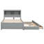 Lit plateforme gris avec lit gigogne mobile, tiroirs et rangement pour tête de lit-1162081803