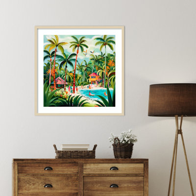 Impression sur bois encadrée «Tropical Paradise Dreams II» par Lazar studio
