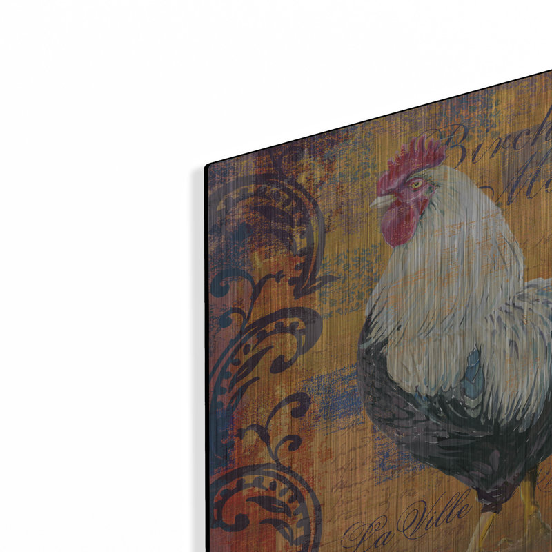  «Coq Motifs 3» par Art Licensing Studio, art mural en métal, 12 po x 12 po, H 12 po x l 12 po