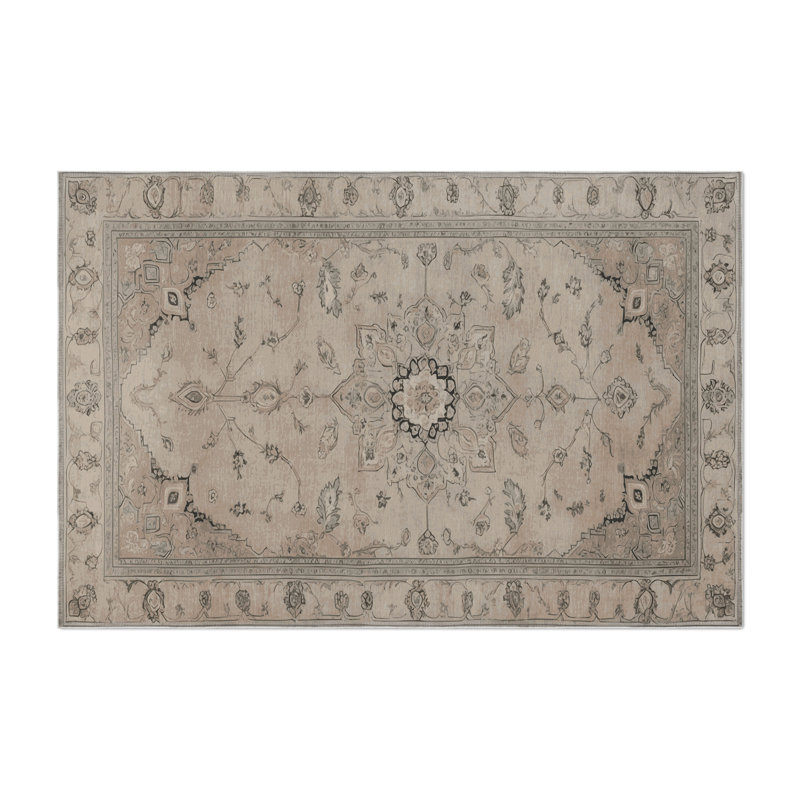 Tabriz Gray Indoor and Outdoor Area Rug, Rectangle 5' x 7'