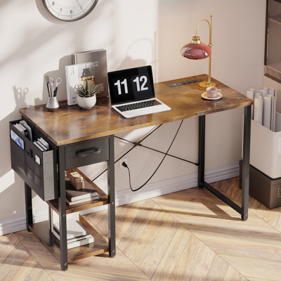 Home Office Desk With Built-in Charging Station,writing Desk With Spacious Storage Space, Corner Desk With Stable Structure,computer Desk With Anti-tip Design