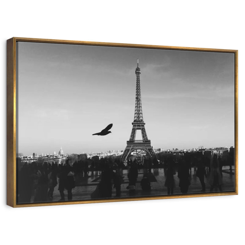 Couvert Tour Eiffel, Cadre flottant doré, 40 po x 27 po