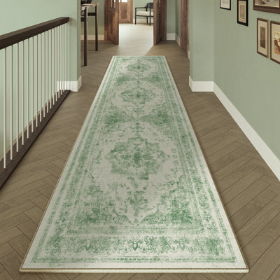 Elaine Machine Washable Oriental Area Rug with Non-Slip Backing