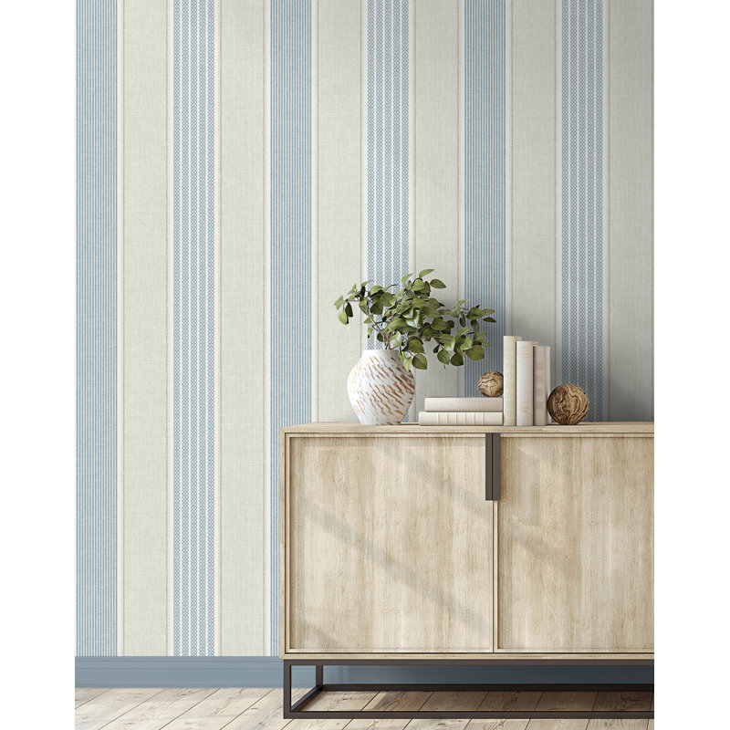 Papier peint à rayures Cerita, Oasis bleu