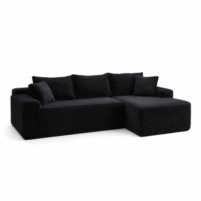 Canapé modulaire moderne en L avec méridienne réversible en velours côtelé de qualité supérieure, siège spacieux pour le salon ou la chambre à coucher, design profond et confortable sans assemblage requis