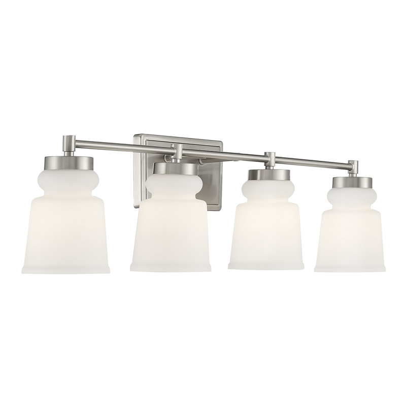 Luminaire pour meuble-lavabo de salle de bain 4 lumières Meridian en nickel brossé, Nickel brossé
