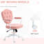 Mignon fauteuil de bureau rose avec fonction berçante et molleton d'ours, inclinaison ajustable du meuble-lavabo