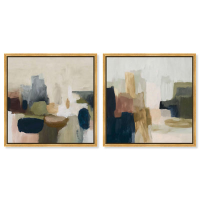 Presence of Calm Set Canvas Print Livingroom Wall Art Set by Art Remedy, Black Frame, 12 x 12