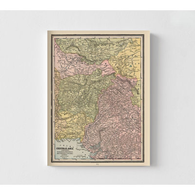 Central Asia - Cram 1888, Antique Asian Office Decor, Asian Restaurant Wall Art, World Map Print, Central Asia Poster, Rustic Asian Art
