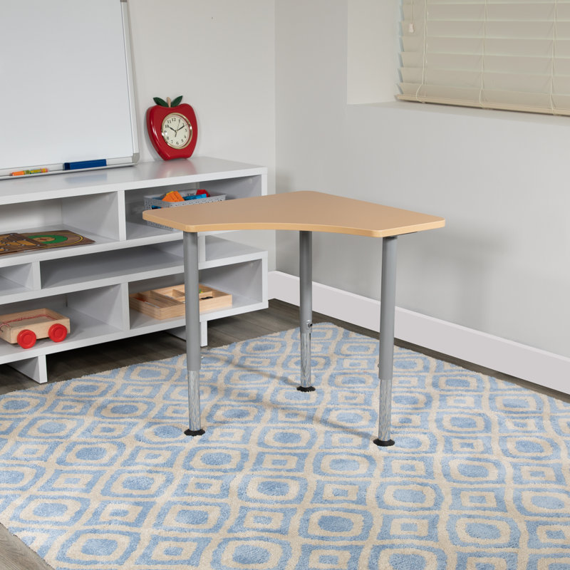 Triangular Gray Chrome Adjustable Student Desk 32"x20.5"