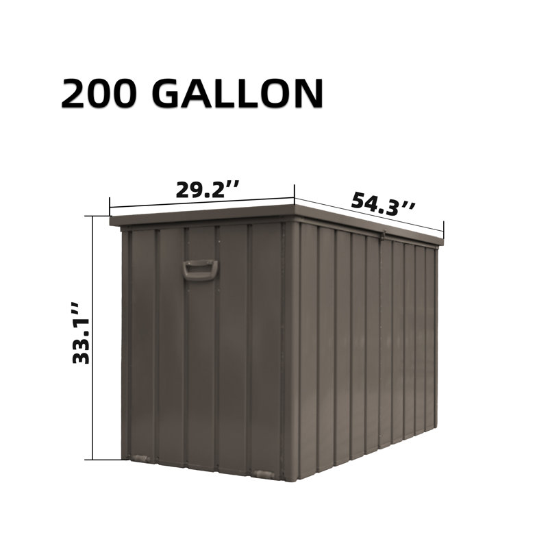 Domi Louvered Deck Box Water Resistant Lockable with Wheels, Dark Brown, 33.1" H x 54.3" W x 29.2" D