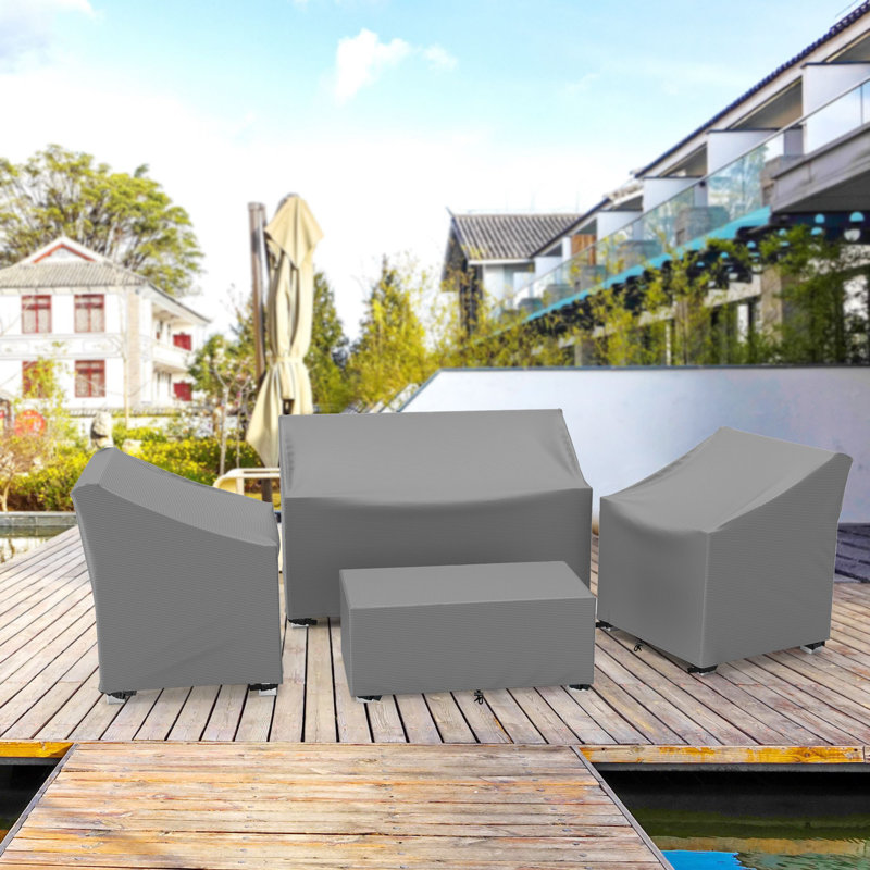Housses pour meubles d'extérieur imperméables 4 pièces pour ensemble de meubles de patio, Gris
