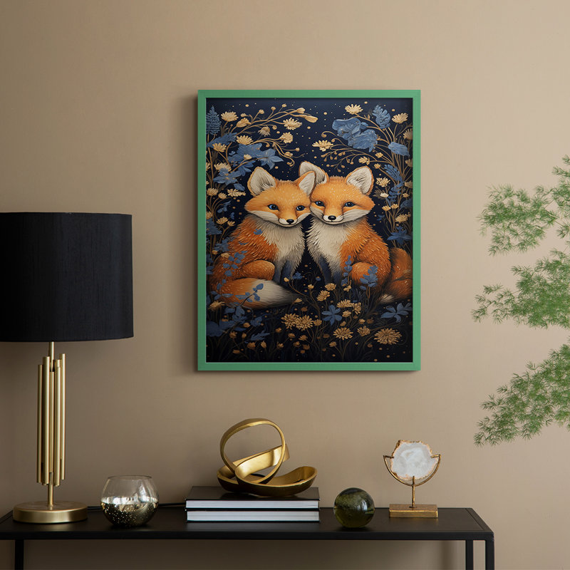 ANIMALS Series CDLxxxi, reproduction encadrée - bois massif, Vert, H 15 po x l 12 po