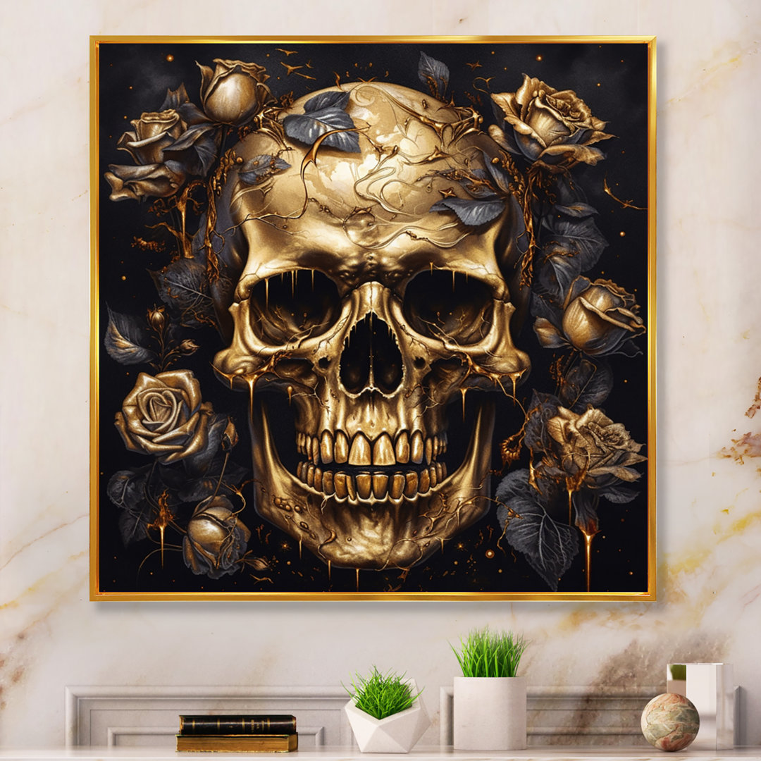 Gothic Skull Roses - Abstract Floral Framed Prints Trinx 