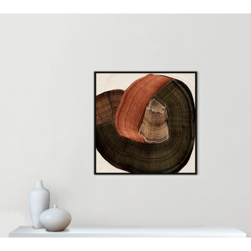 «Folded Earth II» par , L 37,5 po x H 37,5 po, Toile avec cadre, Flottant espresso
