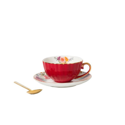 Espresso Cup & Saucer Set, Small Coffee Mug With Handle, 12 Pieces