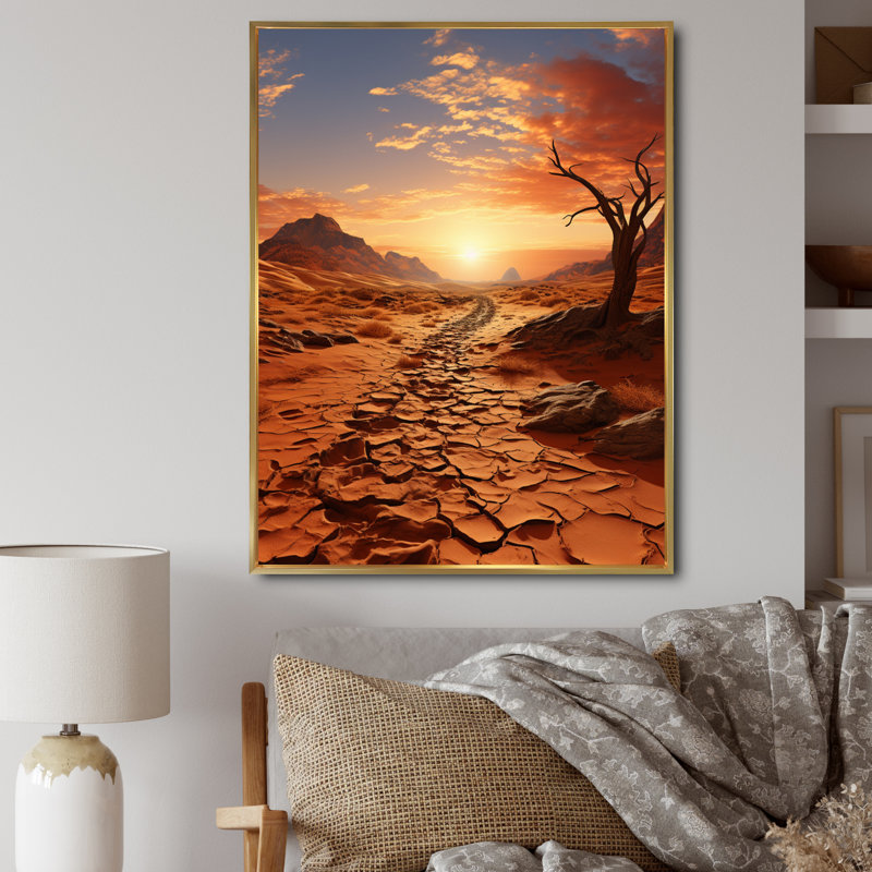 «Avalea African Desert Wanderlust», reproduction sur toile, H 44 po x l 34 po x P 1,5 po, Cadre flottant doré