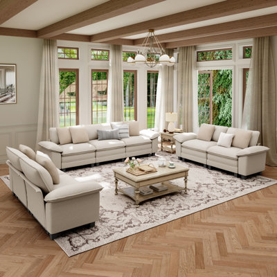 3-Piece Upholstered Modular Sectional Sofa Sets, Oversized Couch Set with Sofa and Loveseats