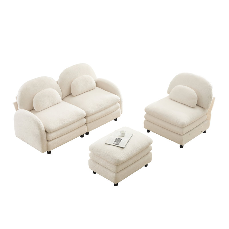 Cloud Comfort Sectionals Teddy 3 Seat Modern Modular Sofa For Home