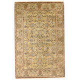 Hand Knotted Wool Area Rug in Red And Gold
