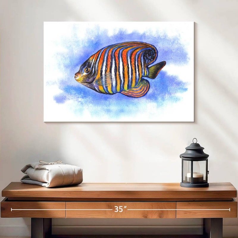 Aquarelle, poisson-ange royal, H 16 po x l 24 po