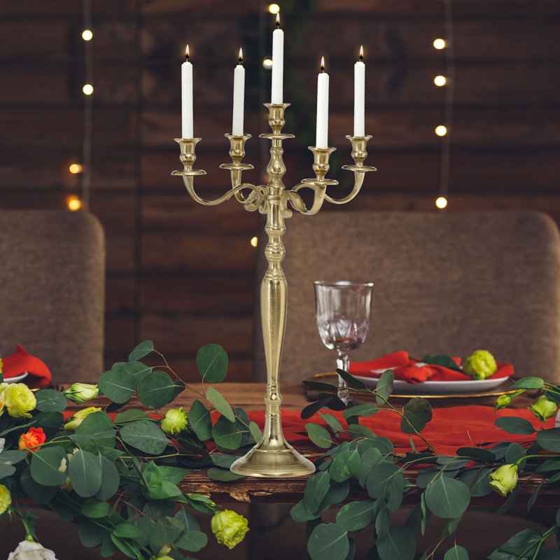 Aluminum Tabletop Candelabra, 30.25" H x 17.75" W
