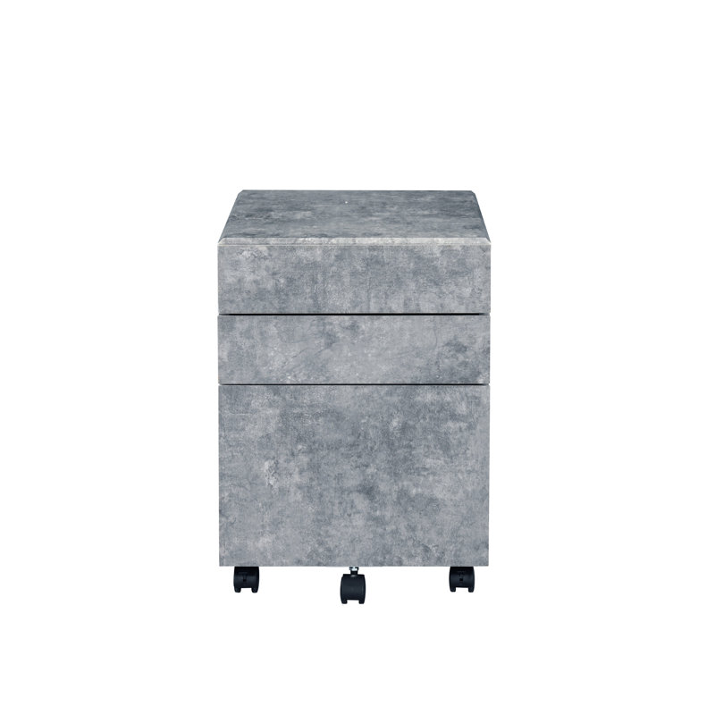 3 armoires de rangement en faux béton et argent - gris et classeur durable