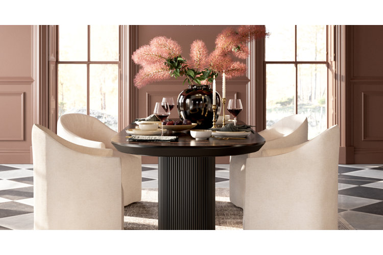 Dining room table with wine glasses
