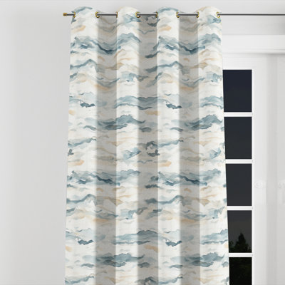 Rideaux Coastal pour chambre à coucher - Rideau à œillets en velours Green Shore
