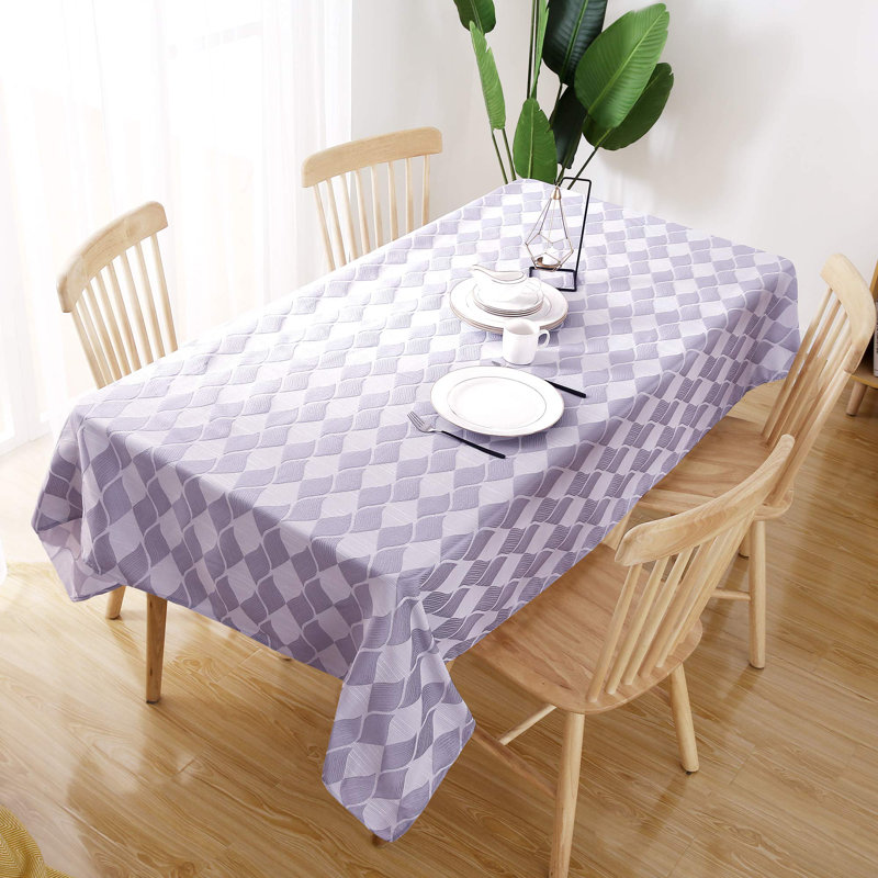Leaf Pattern Spillproof and Water Resistant Tablecloth, 102" L x 60" W, Navy Blue