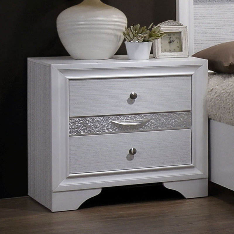 Table de chevet 1pc Contemporary, Blanc