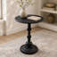 Table d'appoint ronde en métal 21,3 x 15,8 x 15,8 pouces - Table décorative compacte (utilisation polyvalente: petit salon, chambre à coucher ou table de chevet)