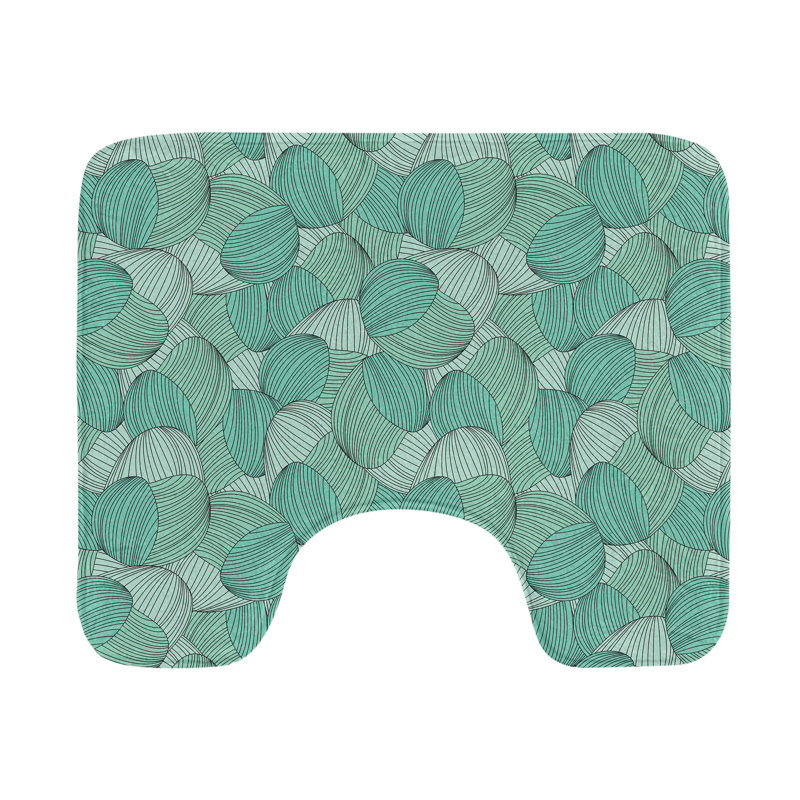  Abstract Toilet Mat U-Shape Bathroom Rug 20" Seafoam and Mint Green